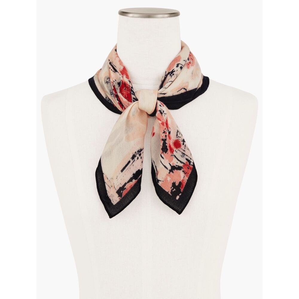 Talbots Scenic Autumn City Square Scarf 24" Square Red And Black